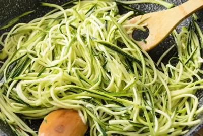 Cuisson des spaghettis de courgette