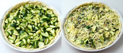 Montage de la tarte aux sardines et aux courgettes