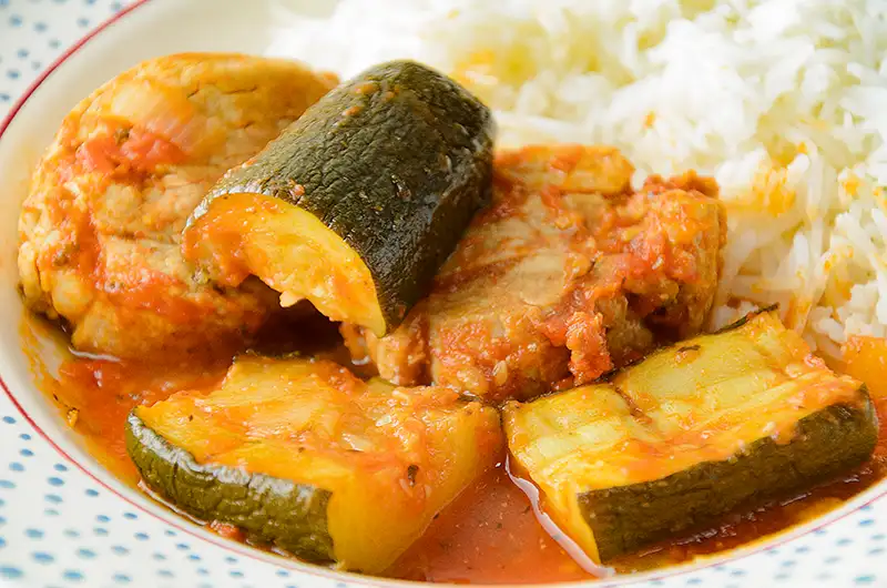 Ragoût de courgettes à la viande de porc